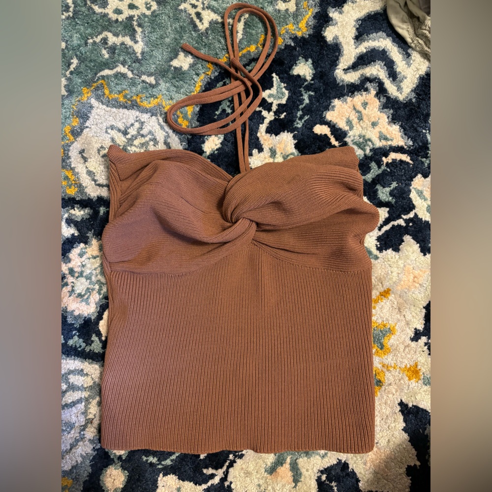 Halter strap knit sweater 60% viscose 30% nylon